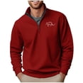 thumbnail image 1 of LpwkSSA Men Printed Pullover Hoodie Long Sleeve Half-Zip Blouse Casual Fashionable Stand-up Collar Lightweight Comfortable Daily Wear Active Sports Red XXL, 1 of 4