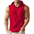 thumbnail image 1 of LpwkSSA Men Sleeveless Hooded Jacket Casual Outerwear Solid Color Lightweight Stylish Design for Daily Outdoor Activities Versatile Fashionable Wear Red XXL, 1 of 8