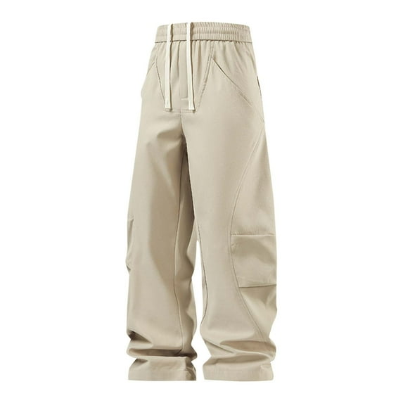 LpwkSSA Men Windbreaker Pants Casual Outdoor Fashion Straight Type Zipper Pockets Elastic Waist Soft Breathable Full Length Jogging Climbing Pants for Daily Wear Yellow XL