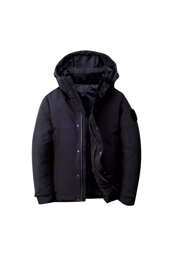 Men Winter Warm Padded Coats Parkas Casual Solid Color Hooded Zipper Jackets with Pockets Long Sleeve Cardigan Eiderdown Coat Black XXL