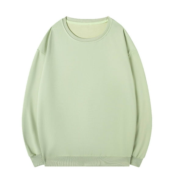 LpwkSSA Men's Basic Crewneck Sweatshirts Solid Color Essential Round Neck Pullover Long Sleeve Casual Minimalist Stretch Cotton Comfort Fit Layering Shirt Green S