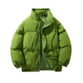 thumbnail image 1 of LpwkSSA Men's Bread Padded Coats Casual Fashion Detachable Sleeves Paired Solid Color Windproof Winter Thermal Cotton Puffer Jacket Green XXL, 1 of 9