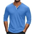 thumbnail image 1 of LpwkSSA Men's Breathable Solid Color Long Sleeves Round Neck Shirt Blue L, 1 of 6
