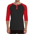 thumbnail image 1 of LpwkSSA Men's Breathable Solid Color Raglan Three-quarters Sleeves Round Neck Shirt Black M, 1 of 7