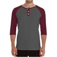 thumbnail image 1 of LpwkSSA Men's Breathable Solid Color Raglan Three-quarters Sleeves Round Neck Shirt Gray XXXL, 1 of 7