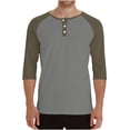 thumbnail image 1 of LpwkSSA Men's Breathable Solid Color Raglan Three-quarters Sleeves Round Neck Shirt Green XL, 1 of 7