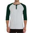 thumbnail image 1 of LpwkSSA Men's Breathable Solid Color Raglan Three-quarters Sleeves Round Neck Shirt Green XXXL, 1 of 7
