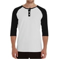 thumbnail image 1 of LpwkSSA Men's Breathable Solid Color Raglan Three-quarters Sleeves Round Neck Shirt White M, 1 of 7