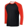 thumbnail image 1 of LpwkSSA Men's Breathable Solid Color Sport Raglan Long Sleeves Round Neck Shirt Orange L, 1 of 2