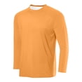 thumbnail image 1 of LpwkSSA Men's Breathable Solid Color Sport Raglan Long Sleeves Round Neck Shirt Yellow S, 1 of 2