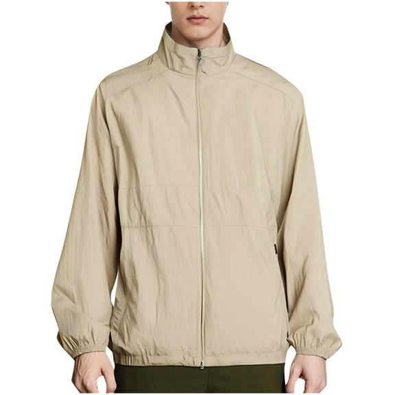 LpwkSSA Men's Breathable Sun Protection Jacket Lightweight Outdoor Fishing Coat Quick Dry Long Sleeve Casual Exercise Apparel Summer Activities Yellow XXXXXL