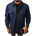thumbnail image 1 of LpwkSSA Men's Cardigan Sweater Casual Fashion Chunky Knit 2 Pocket Lapel Collar Button Down Long Sleeve Sweater Fall Winter Blue S, 1 of 7