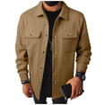 thumbnail image 1 of LpwkSSA Men's Cardigan Sweater Casual Fashion Chunky Knit 2 Pocket Lapel Collar Button Down Long Sleeve Sweater Fall Winter Yellow S, 1 of 7