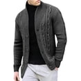 thumbnail image 1 of LpwkSSA Men's Cardigan Sweater Coats Long Sleeve Knitted Solid Color Stand Collar Cable Button Loose Casual Sweaters with Pockets Gray L, 1 of 4