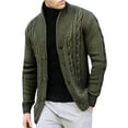 thumbnail image 1 of LpwkSSA Men's Cardigan Sweater Coats Long Sleeve Knitted Solid Color Stand Collar Cable Button Loose Casual Sweaters with Pockets Green XL, 1 of 4