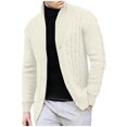 thumbnail image 1 of LpwkSSA Men's Cardigan Sweater Coats Long Sleeve Knitted Solid Color Stand Collar Cable Button Loose Casual Sweaters with Pockets White XXXL, 1 of 4