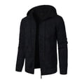 thumbnail image 1 of LpwkSSA Men's Cardigan Warm Hoodie Zipper Knitted Pocket Wondproof Sports Style Coat Long Sleeve Hooded Casual Jacket Black M, 1 of 4