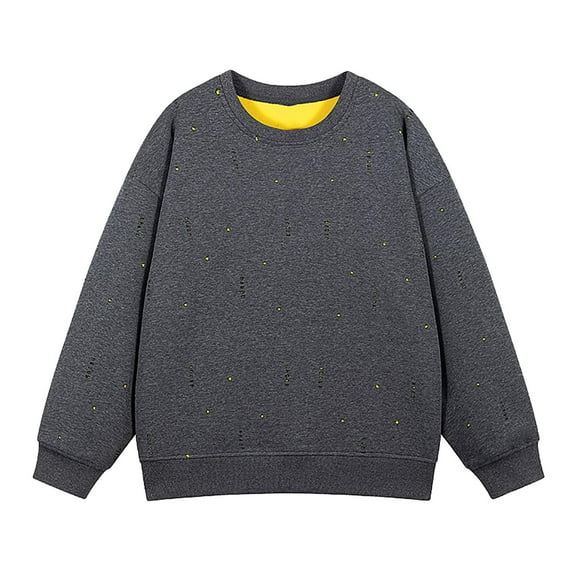 LpwkSSA Men's Casual And Fashionable Solid Color Round Neck Tie Shoulder Blouse/T-shirt Gray XL