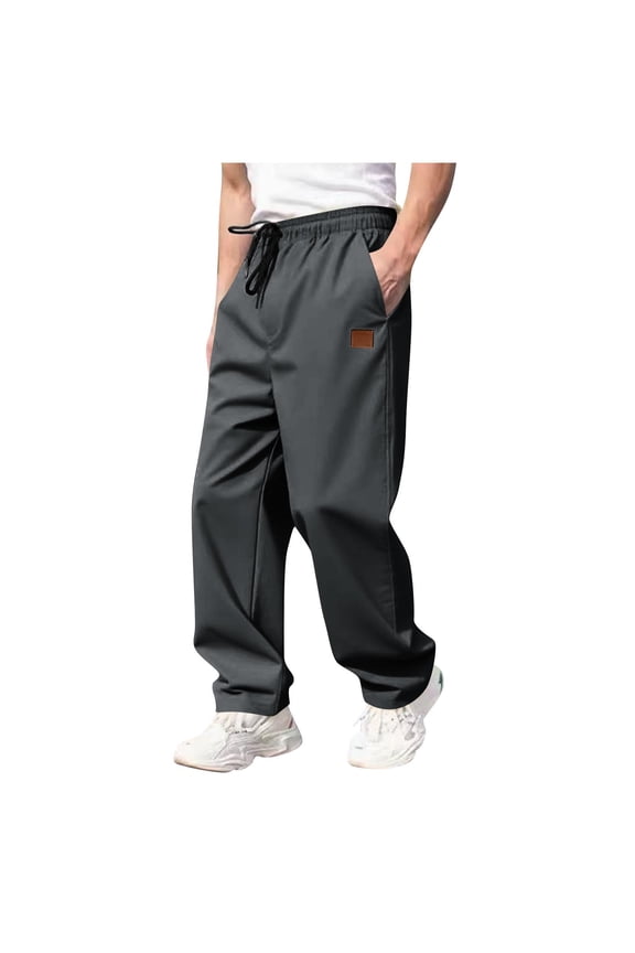 Men's Casual Elastic Waist Sports Pants Comfortable Breathable with Pockets Loose Fit Trousers for Outdoor and Daily Wear Fashion Activewear Gray XXL