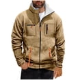 thumbnail image 1 of LpwkSSA Men's Casual Fashion Coat Solid Color Long Sleeved Stand Up Collar Zipper Pocket with Velvet Top Long Sleeved Hooded Casual Coat Yellow XXL, 1 of 4