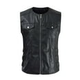 thumbnail image 1 of LpwkSSA Men's Casual Fashion Leather Vest Retro Western Outdoor Multi Pocket Vest Jacket Lightweight V-Neck Suit Slim Fit Casual Solid Vest Waistcoat Black S, 1 of 8