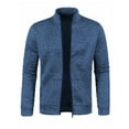 thumbnail image 1 of LpwkSSA Men's Casual Hoodie Solid Color Long Sleeved Windproof Stand Up Collar Zipper Fashion Cardigan Sweater Jacket Blue XXXL, 1 of 4