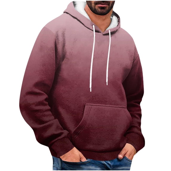 LpwkSSA Men's Casual Long Sleeve Hooded Pullover with Drawstring Stylish Print Lightweight Comfortable Top for Daily Wear Outdoor Activities Parties and More Red XXXL