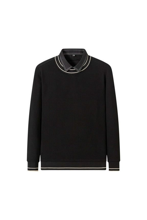 Men's Casual Long Sleeve Sweater Stylish and Fashionable Comfortable Blouse for Daily Wear Spring Autumn Outdoor Activities Party Wedding Black XL