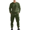 thumbnail image 1 of LpwkSSA Men's Casual Loose Drawstring Sweatpants Sweatshirt Set Long Sleeve Pocket Comfortable Loungewear Outdoor Daily Wear Relaxing Set Green XL, 1 of 8