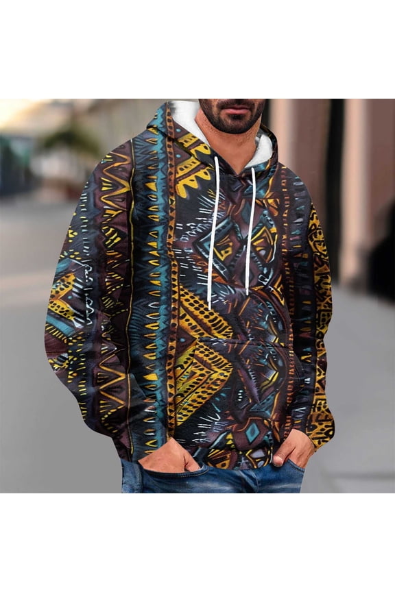 Men's Casual Printing Long Sleeve Hooded Pullover Top Lightweight Soft Comfortable Fashion Stylish Casual Wear Birthday Party Outdoor Everyday Multicolor L