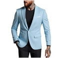 thumbnail image 1 of LpwkSSA Men's Casual Solid Color Fashion Lapel Suit Coat Comfortable Lightweight Soft Long Sleeve Pocket Blazer for Business Wedding Party Formal Events Blue XL, 1 of 3