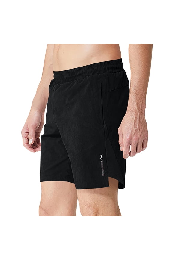 Men's Casual Solid Color Thin Lightweight And Transparent Fitness Drying Shorts Black M