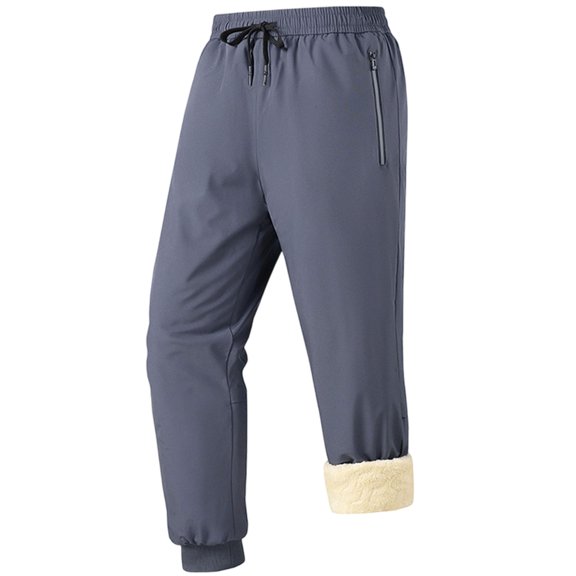 LpwkSSA Men's Casual Zipper Pants Drawstring Elastic Waist Cozy Pocket Comfortable Warm Thick Fabric for Daily Wear Outdoor Leisure Events Fashionable Trousers Gray XL