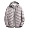 thumbnail image 1 of LpwkSSA Men's Clothes Mens Solid Color Zippered Pockets Fashionable Standing Collar Lightweight Business Down Jacket Gray M, 1 of 3