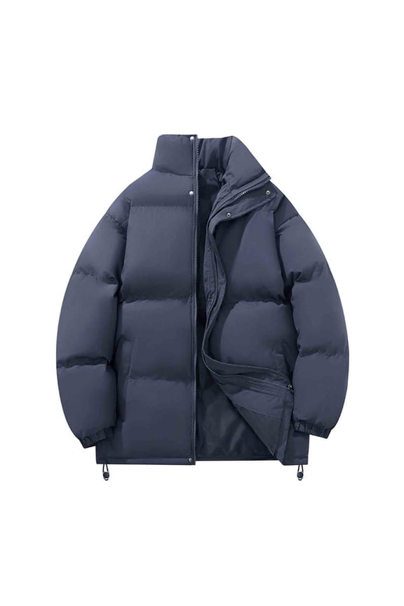Men's Down Coats Plus Size Solid Color Casual Outdoor Hooded Zip Button Cotton Padded Jacket Long Sleeve Winter Thick Warm Parka Coat Gray XXL