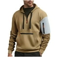 thumbnail image 1 of LpwkSSA Men's Color Blocked Hoodies Casual Pullover Hooded Sweatshirt Long Sleeve Quarter Zip Sports Hoodie With Front and Arm Pocket Yellow XXL, 1 of 8