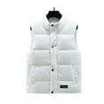thumbnail image 1 of LpwkSSA Men's Corduroy Puffer Vest Casual Stand Collar Padded Vest Coat Winter Warm Thickened Sleeveless Outwear Down Jackets White S, 1 of 8