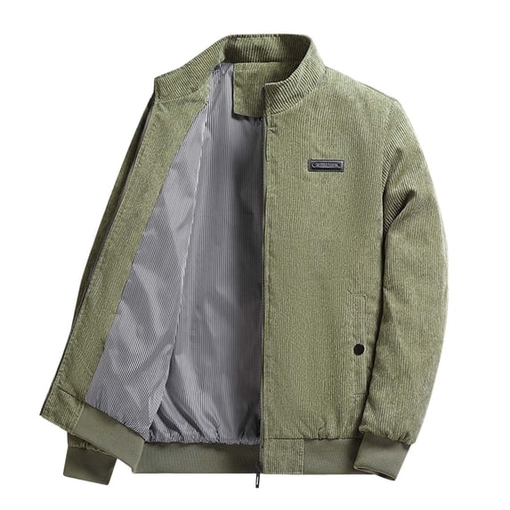 LpwkSSA Men's Corduroy Shirt Coat Causal Fashion Long Sleeve Solid Color Button Down Shackets Vintage Fall Winter Warm Loose Outerwear Coat with Pockets Green XXL