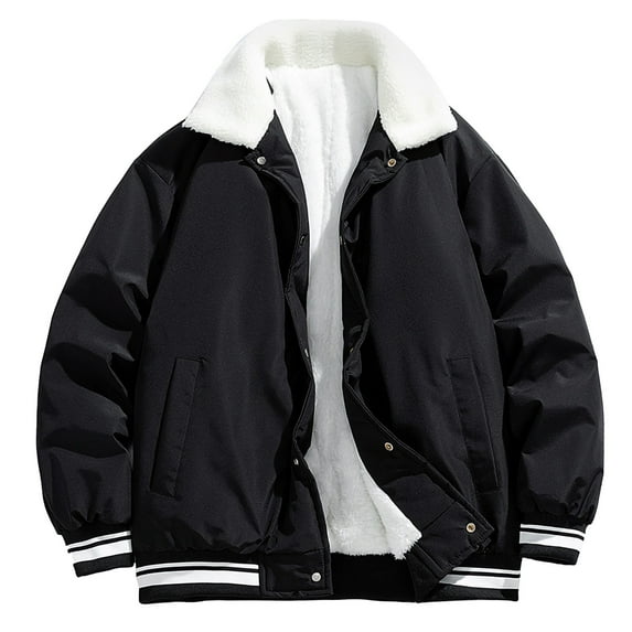 LpwkSSA Men's Cotton Hooded Short Parkas Fake Two Piece Thick Solid Color Padded Coats Versatile Top Long Sleeved Cotton Jacket Black XXXXL