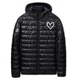 thumbnail image 1 of LpwkSSA Men's Cotton Parkas Solid Color Zipper Lightweight Hooded Winter Warm Cotton Puffer Jacket Long Sleeve Parkas Waterproof Coat Black XXL, 1 of 5