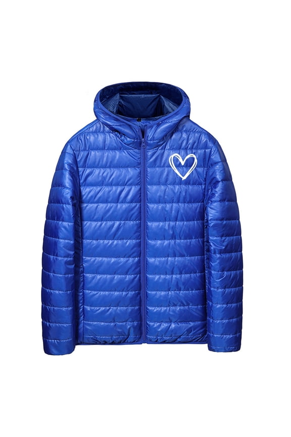 Men's Cotton Parkas Solid Color Zipper Lightweight Hooded Winter Warm Cotton Puffer Jacket Long Sleeve Parkas Waterproof Coat Blue XL