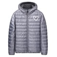 thumbnail image 1 of LpwkSSA Men's Cotton Parkas Solid Color Zipper Lightweight Hooded Winter Warm Cotton Puffer Jacket Long Sleeve Parkas Waterproof Coat Gray XXL, 1 of 5