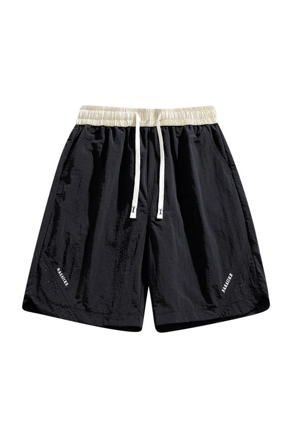 Men's Daily Outdoor Casual Sports And Breathable Shorts Black XXXXL