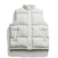 thumbnail image 1 of LpwkSSA Men’s Diamond Quilted Puffer Vest Full Zip Up With Zippered Pockets Stand Collar Lightweight Causal Sleeveless Jacket Warmth Fall Winter Menswear Tops White L, 1 of 3