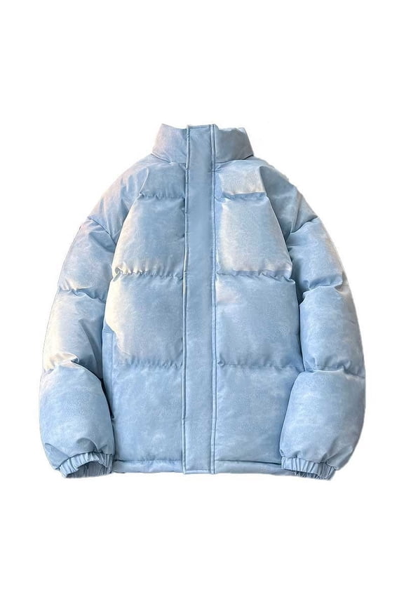 Men's Down Coat Oversized Cotton And Cotton Outerwear Flight Suit Outdoor Jacket Long Sleeved Cotton Suit Blue M