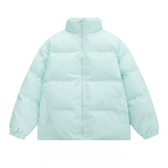 LpwkSSA Men's Down Jacket Winter Solid Color Warm Thickened Outdoor Stand Collar Coat Men Casual Loose Padded Clothing Blue XXXL