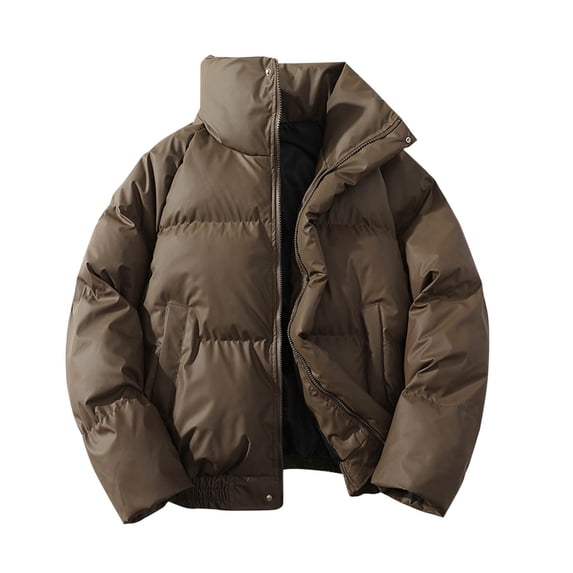 LpwkSSA Men's Down Padded Coat Lightweight Puffer Jacket Winter Warm Insulated WaterCoat Casual Fashion Waterproof Jacket Brown XXL