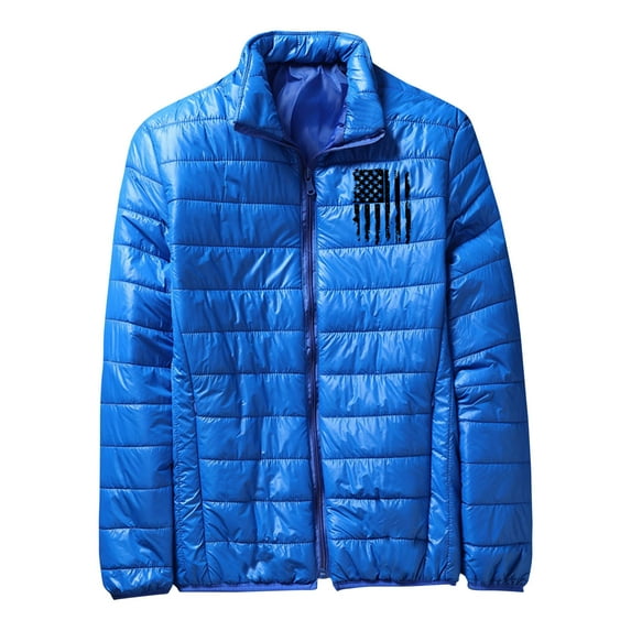 LpwkSSA Men's Fashion Varsity Jackets Autumn Winter Cotton Stand Zipper Warm Winter Thick Long Sleeve Zipper Pocket Outwear Coat Stylish Clothing Blue XXXL