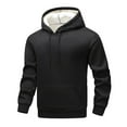 thumbnail image 1 of LpwkSSA Men's Fashion Winter Hoodies Solid Color Plus Thick Velvet Long Sleeved Sweatshirts Drawstring Hooded Pocket Hoodie Black L, 1 of 8