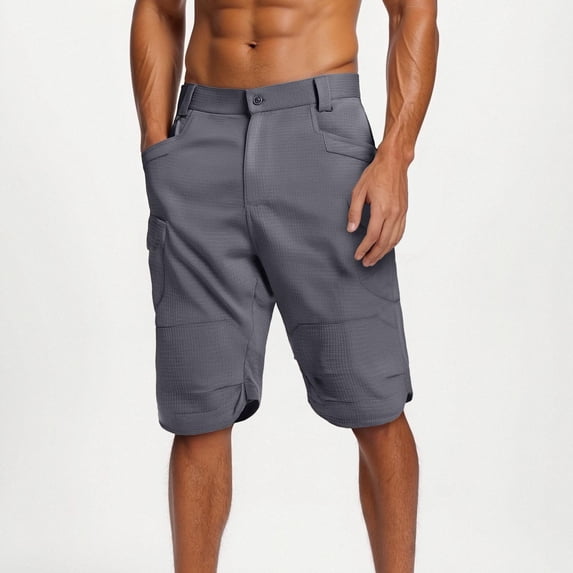 LpwkSSA Men's Five - Point Pants Casual Outdoor Trousers Summer Thin - Style Straight - Leg Work Trousers With Multiple Pockets Gray XL